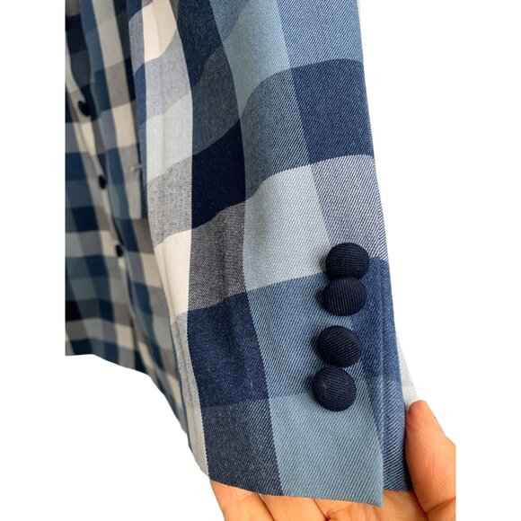 Mens Falcone Blue Check 5 Button Ventless Blazer Coat Size 42R EUC Lined 7145 - Picture 7 of 14